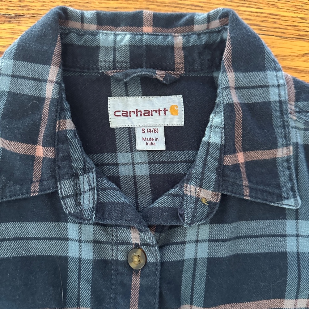 Lot of two Carhartt Women's Rugged Flex Hamilton Flannel Shirts, Small - Picture 2 of 5